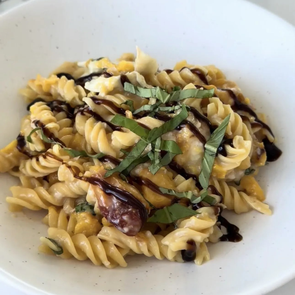 Baked Peaches & Brie Pasta