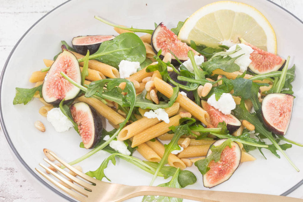 Pasta with Figs, Goat Cheese & Pine Nuts