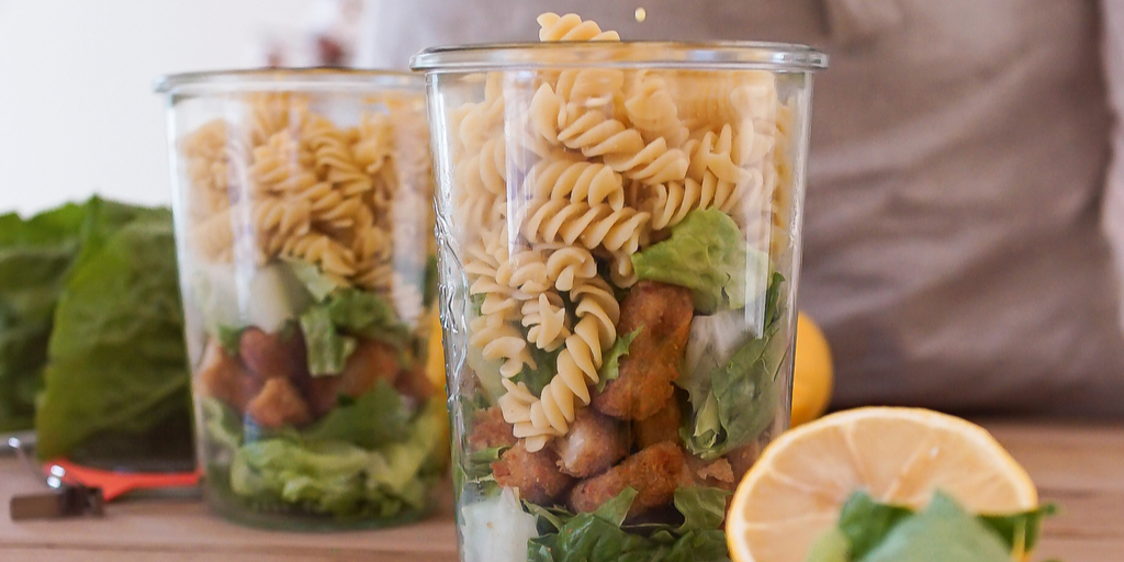 Chick’n Caesar Noodle Salad Jars
